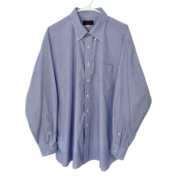 O'Connell Mens Blue Oxford Button Down Long Sleeve 100% Cotton USA 17.5/34 - Picture 1 of 7
